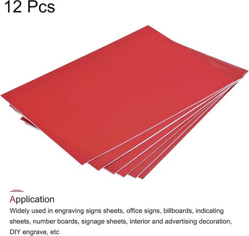 MECCANIXITY ABS Engraving Double Color Sheet 7.9x12inch White/Red for Badge, Sign, DIY Carving Pack of 12 in Saudi Arabia