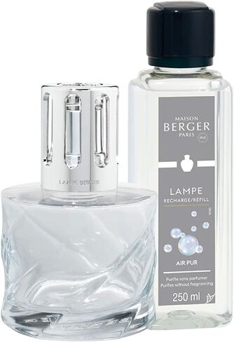 MAISON BERGER - Lampe Berger Model Spirale - ناشر مصباح عطري منزلي - 4.9 × 3.2 × 3.2 بوصة - يتضمن زجاجة عطر - 8.45 مرة سائلة - 250 ملليلتر (Clear Air Pur Neutral) in Kuwait