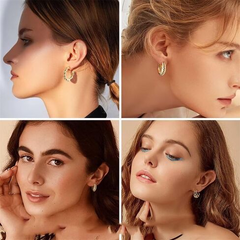 2/4 Pairs Gold Clip on Earrings Women 14K Gold Plated Clip on Hoop Earrings Twist Round Chunky Hoop Earrings Clip on Earrings No Piercing Fake Earrings Jewelry Gifts in Saudi Arabia