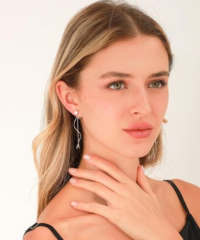 Clip on Earrings for Women 14K Gold Plated Long Dangle White Pearl Earrings Simple No Piercing Hoop Stud Earrings Lightweight Curve Tassel Chain Ear Clips Minimalist Jewelry Wedding Christmas Gift in Kuwait