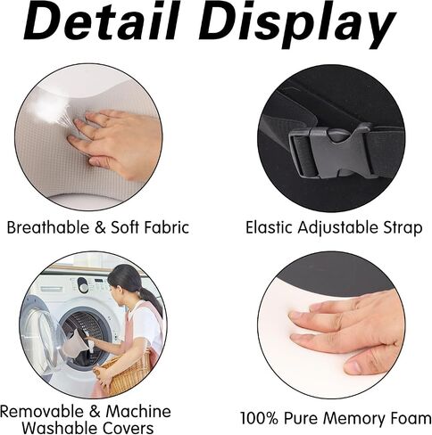 Really Soft Car Headrest Pillow, Neck Pillow for Car with Adjustable Strap | 100% Memory Foam Headrest Pillow, Breathable Removable Cover & Ergonomic Design - Travel Car Neck Pillow(Lightblue Side Rope) in Saudi Arabia