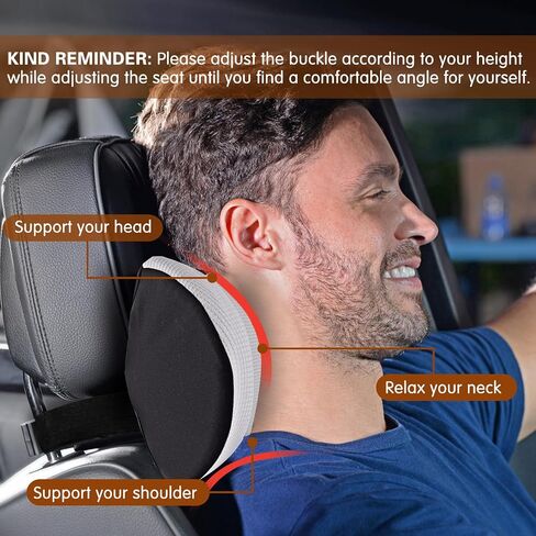Really Soft Car Headrest Pillow, Neck Pillow for Car with Adjustable Strap | 100% Memory Foam Headrest Pillow, Breathable Removable Cover & Ergonomic Design - Travel Car Neck Pillow(Lightblue Side Rope) in Saudi Arabia