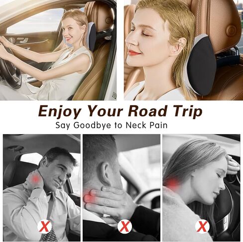 Really Soft Car Headrest Pillow, Neck Pillow for Car with Adjustable Strap | 100% Memory Foam Headrest Pillow, Breathable Removable Cover & Ergonomic Design - Travel Car Neck Pillow(Lightblue Side Rope) in Saudi Arabia