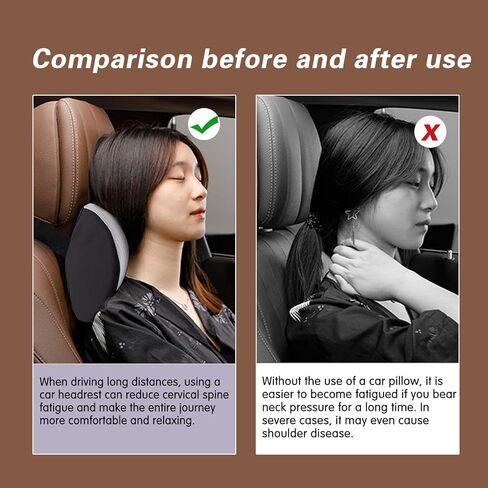 Really Soft Car Headrest Pillow, Neck Pillow for Car with Adjustable Strap | 100% Memory Foam Headrest Pillow, Breathable Removable Cover & Ergonomic Design - Travel Car Neck Pillow(Lightblue Side Rope) in Saudi Arabia