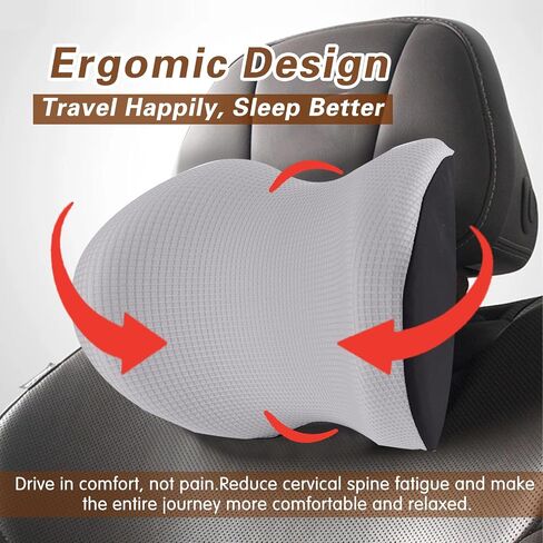 Really Soft Car Headrest Pillow, Neck Pillow for Car with Adjustable Strap | 100% Memory Foam Headrest Pillow, Breathable Removable Cover & Ergonomic Design - Travel Car Neck Pillow(Lightblue Side Rope) in Saudi Arabia