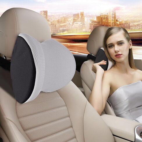 Really Soft Car Headrest Pillow, Neck Pillow for Car with Adjustable Strap | 100% Memory Foam Headrest Pillow, Breathable Removable Cover & Ergonomic Design - Travel Car Neck Pillow(Lightblue Side Rope) in Saudi Arabia