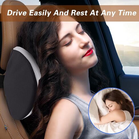 Really Soft Car Headrest Pillow, Neck Pillow for Car with Adjustable Strap | 100% Memory Foam Headrest Pillow, Breathable Removable Cover & Ergonomic Design - Travel Car Neck Pillow(Lightblue Side Rope) in Saudi Arabia