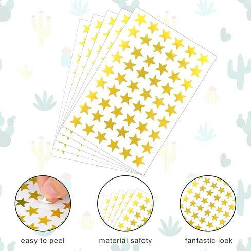 SAVITA 2160pcs/ 40 Sheets Star Reward Stickers, 1.3cm/0.5 Inch Mini Star Stickers Incentive Stickers Foil Star Sticker Labels for Kids School Home Office and DIY(Gold, Silver) in Saudi Arabia