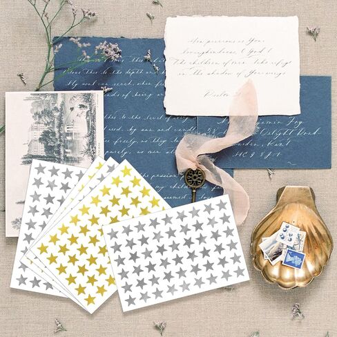 SAVITA 2160pcs/ 40 Sheets Star Reward Stickers, 1.3cm/0.5 Inch Mini Star Stickers Incentive Stickers Foil Star Sticker Labels for Kids School Home Office and DIY(Gold, Silver) in Saudi Arabia