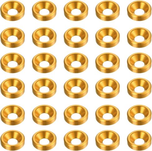 30pcs Countersunk Washer M3 Anodized Aluminum Alloy Finishing Washers, Screw Gaskets for Mechanical Accessories Parts, Golden in Saudi Arabia