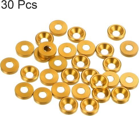 30pcs Countersunk Washer M3 Anodized Aluminum Alloy Finishing Washers, Screw Gaskets for Mechanical Accessories Parts, Golden in Saudi Arabia