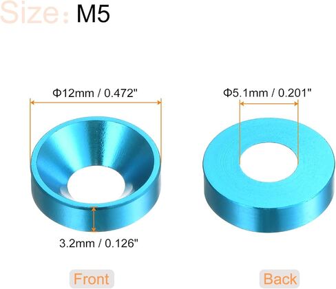 30pcs Countersunk Washer M3 Anodized Aluminum Alloy Finishing Washers, Screw Gaskets for Mechanical Accessories Parts, Golden in Saudi Arabia