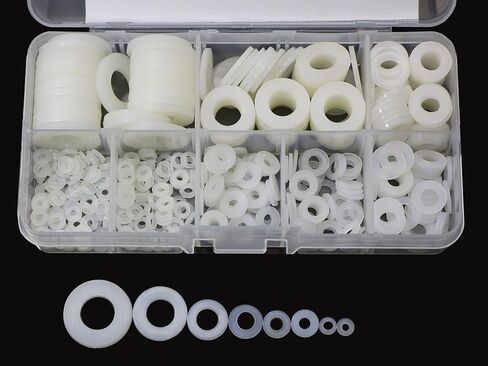 480 قطعة مجموعة متنوعة من غسالة مسطحة من النايلون الأبيض لـ M2 M2.5 M3 M4 M5 M6 M8 M10 مسمار مزلاج in Kuwait