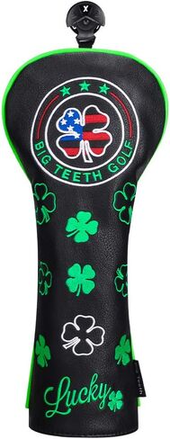 أغطية رأس الجولف ذات الأسنان الكبيرة، غطاء ممر هجين للسائق، واقي نادي الجولف، Lucky Clover ونمط الولايات المتحدة الأمريكية، أسود (غطاء السائق) in Kuwait