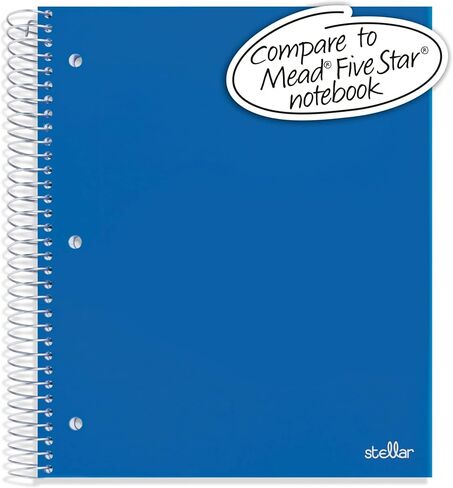 Office Depot® Brand Stellar Poly Notebook, 8" x 10-1/2", 5 Subject, Wide Ruled, 200 Sheets, Blue in Saudi Arabia