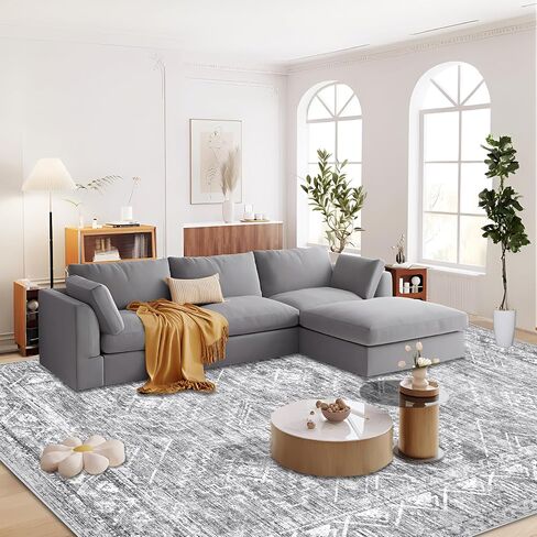 سجادة مغربية كبيرة المساحة 5 × 7 - سجادة ناعمة قابلة للغسل في الغسالة بتصميم هندسي بوهو المتعثرة، سجادة أرضية داخلية مقاومة للبقع لغرفة النوم وطاولة الطعام وغرفة الأطفال والمكتب المنزلي (5 × 7، بيج) in Kuwait