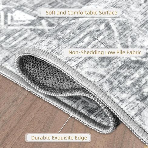 سجادة مغربية كبيرة المساحة 5 × 7 - سجادة ناعمة قابلة للغسل في الغسالة بتصميم هندسي بوهو المتعثرة، سجادة أرضية داخلية مقاومة للبقع لغرفة النوم وطاولة الطعام وغرفة الأطفال والمكتب المنزلي (5 × 7، بيج) in Kuwait