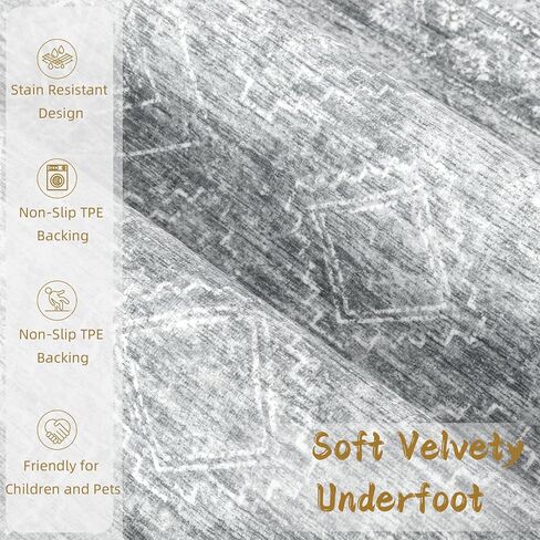 سجادة مغربية كبيرة المساحة 5 × 7 - سجادة ناعمة قابلة للغسل في الغسالة بتصميم هندسي بوهو المتعثرة، سجادة أرضية داخلية مقاومة للبقع لغرفة النوم وطاولة الطعام وغرفة الأطفال والمكتب المنزلي (5 × 7، بيج) in Kuwait