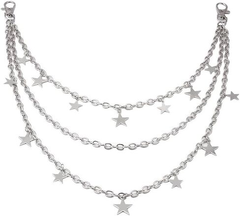 نجوم قلادة السراويل سلسلة للنساء الرجال الفتيات الشظية الهيب هوب القوطي الطبقات جان بنطلون روك محفظة فاسق جيب سلاسل الموضة العصرية محب قفل سحر الخصر حزام سلاسل المفاتيح الجسم مجوهرات اكسسوارات in Kuwait