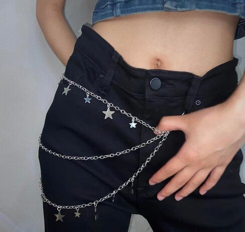 نجوم قلادة السراويل سلسلة للنساء الرجال الفتيات الشظية الهيب هوب القوطي الطبقات جان بنطلون روك محفظة فاسق جيب سلاسل الموضة العصرية محب قفل سحر الخصر حزام سلاسل المفاتيح الجسم مجوهرات اكسسوارات in Kuwait