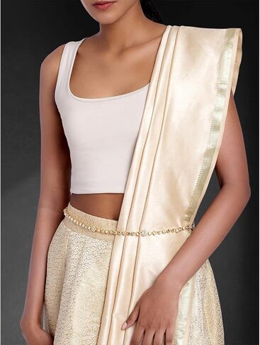 Aheli Ethnic Faux Stone Waist Charm Jewelry Kamar Patta Belly Chain Indian Traditional Sari Saree Belt for Women Blue in Saudi Arabia