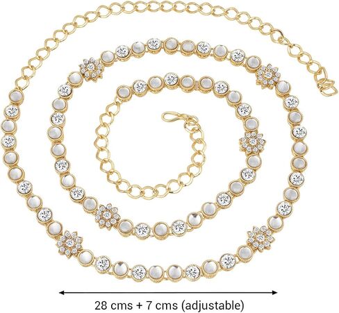 Aheli Ethnic Faux Stone Waist Charm Jewelry Kamar Patta Belly Chain Indian Traditional Sari Saree Belt for Women Blue in Saudi Arabia