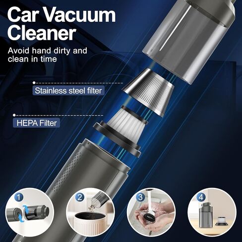 Car Vacuum Cordless Portable: 18000Pa 3 in 1 Brushless Motor Handheld Vacuum Cleaner High Power with Strong Suction Low Noise Lightweight Type-C Vacuum for Car Home Pet Office Cleaning (Black) in Saudi Arabia