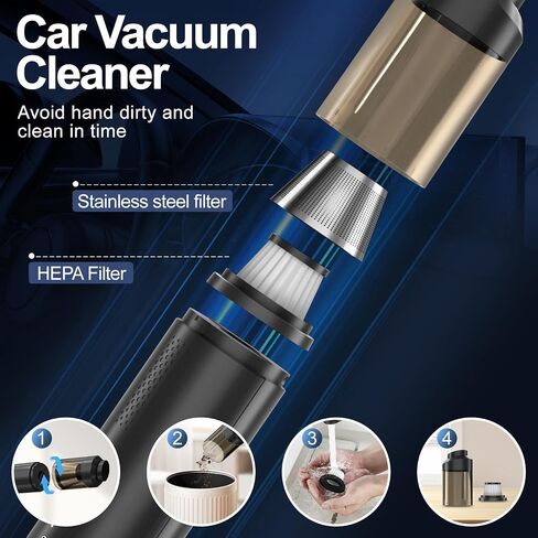 Car Vacuum Cordless Portable: 18000Pa 3 in 1 Brushless Motor Handheld Vacuum Cleaner High Power with Strong Suction Low Noise Lightweight Type-C Vacuum for Car Home Pet Office Cleaning (Black) in Saudi Arabia