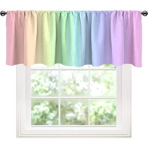 Rainbow Window Valance Curtains Striped Summer Pattern Funky Cheerful Rainbow, Decor Rod Pocket Curtains Valances for Kitchen/Bathroom, Multicolor, Multicolor03, (W36In x L18In, K91 x H46cm)