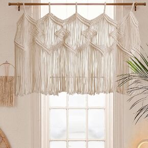 IOWER Macrame Valance for Curtain 43" Wx27 L Window Kitchen Living Boho Home Room Decor