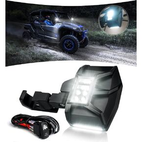 UTV Side Mirror w/LED Puddle Lights Heavy-Duty Aluminum Rear View Mirrors Fit 1.65"-2" Roll Cage Bar for Side by Side SXS Polaris RZR XP Can-Am Pioneer Yamaha Rhino Wolverine Kawasaki Teryx Mule