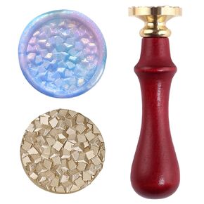 مجموعة ختم الشمع على شكل كتلة الثلج، رأس ختم معدني ومقبض خشبي، مجموعة ختم الشمع، ختم شمع بقطر 2.54 سم لدعوات الزفاف/ختم المغلف/تغليف الهدايا/ديكور بطاقات عيد الميلاد in Kuwait