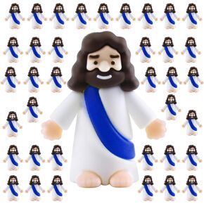 50/24 Packs Easter Little Jesus Figures Mini Jesus Figurines in Bulk Tiny Jesus Figures (24, Yellow)
