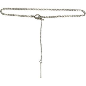 Lariat Bar Y Choker Pendant Necklace Stainless Steel for Women Girls Men Silvery Long Tassel Dangle Toggle Chain Pendants Necklace Punk Personalized Jewelry