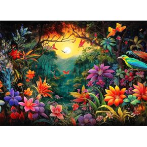 HUADADA Jigsaw Puzzles for Adults 1000 Piece Jigsaw Puzzles for Adults Challenging Game Puzzles with Letters on Back （Flowers and Birds）