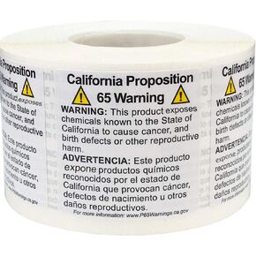 California Proposition 65 Warning Labels Short Form 2 x 3 Inch Rectangle 500 Adhesive Stickers