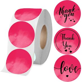 2 inch Direct Thermal Labels Red Round Watercolor Small Business Thermal Stickers, Color Coding Dot Labels for Thermal Label Printer for Barcodes Home Business 500 Pcs Per Roll