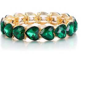 EleQueen Women's Wedding Bridal Jewelry Rhinestone Crystal Heart Stretch Bangle Bracelet