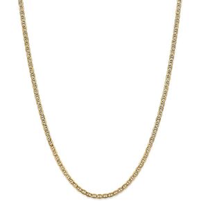 Sonia Jewels 14k Yellow Gold 3.20mm Anchor Mariner Chain Necklace - with Secure Lobster Lock Clasp