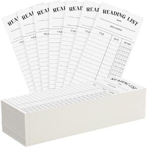 Colarr 100 Pcs Reading List Bookmark 7.9 x 3 Inch Tracker Library Cards Log Book Tracker Notecards for Reading Lover Readers Literary Gifts Book Accessories Supplies