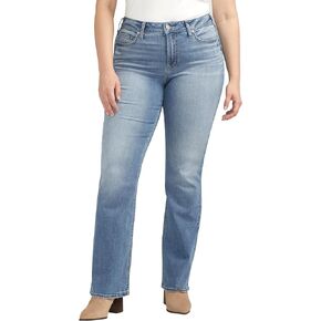 Silver Jeans Co. Women's Plus Size Suki Mid Rise Curvy Fit Slim Bootcut Jeans