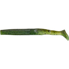 YAMAMOTO 4" Swimming Senko Soft Worm Paddle Tail Fishing Swim Bait Lures - 10 Pack, Green Pumpkin with Watermelon Laminate