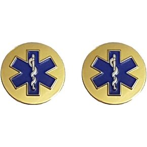 Star of Life Gold Circle Lapel Pin Set EMS Paramedic EMT Medical Medic - 71A