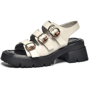 BEAU TODAY Women Platform Fisherman Sandals, Chunky Block Heeled Sandals for Women, Comfort Lightweight Open Toe Dress Sandals, Casual Slingback Sandals with Adjustable Buckles