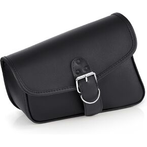 Universal Black Leather Quick Release Motorcycle Swing Arm Bag