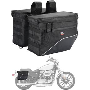 KEMIMOTO [Upgrade] Motorcycle Saddle Bags Middle-Sized Motorcycle Throw Over Saddlebags Orange Liner Scooter Panniers 26L Universal Compatible with Softail Sportster Cruiser Motorbike Dirt Bike