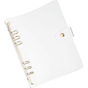 PATIKIL A6 Clear Binder Cover, Soft PVC Loose Leaf Binder Protector Refillable Notebook Shell with Snap Button Closure 6 Ring for DIY Meeting Notebook Folder, Rose Gold