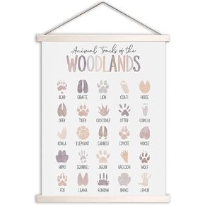 ملصق معلق لمسارات Tiuran Woodland، ديكور حضانة الغابات من القماش مقاس 17 × 21 بوصة، علامة دليل مسارات الحيوانات، ديكور حضانة الغابات، ديكور جدار حضانة الصبي، ديكور غرفة حضانة الطفل الرضيع in Kuwait