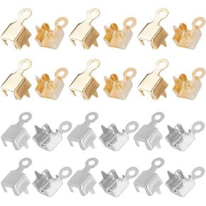 SUNNYCLUE 1 Box 300Pcs 4mm Cup Chain Crystal Rhinestone Chain Connector Ends Gold Silver Brass Chains Link Charm Pendant Crimp Tips Findings for Jewelry Making Chains DIY Bracelet Necklace Earrings