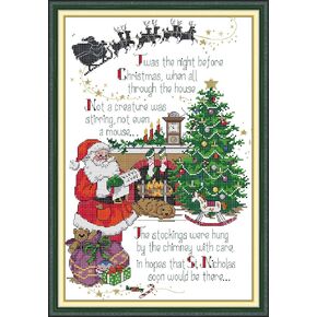 CaptainCrafts New Cross Stitch Kits Full Range Embroidery Kit Christmas Style Christmas Stockings Pattern Printed and Unpreprint Fabrics Kits for Adults Beginners (Stamped 11CT, Merry Christmas)